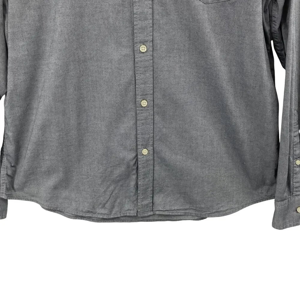 Banana Republic Gray Oxford Button Down Shirt Large Untucked Fit Mens Casual